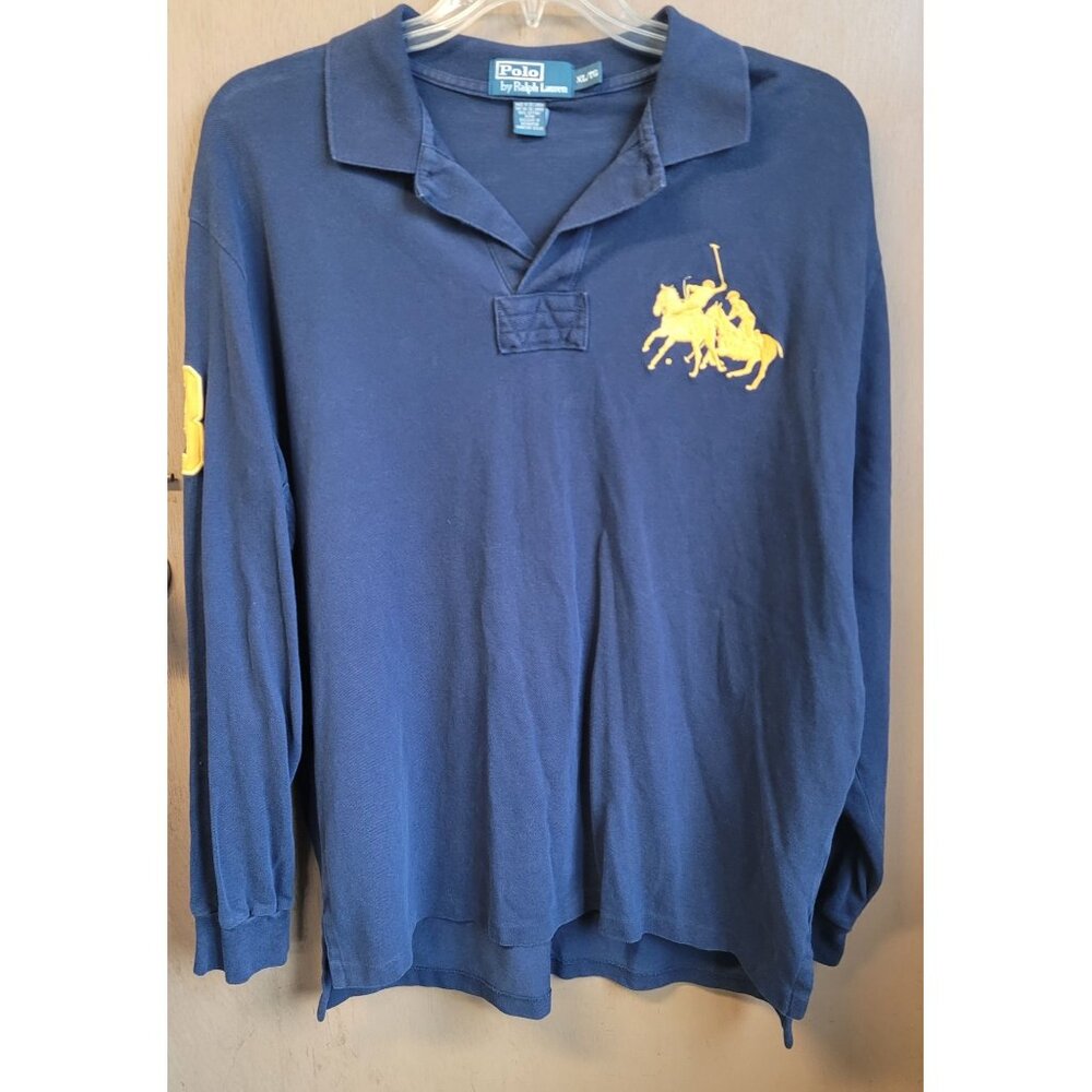 Polo Ralph Lauren vintage long sleeve rugby navy dual match XL/Tall Preowned
